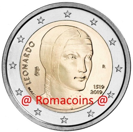 2 Euros Conmemorativos Italia 2019 Leonardo Da Vinci
