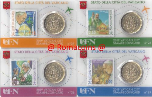 4 Vatican Coincard 50 cents Year 2019 Pope Francis Travels
