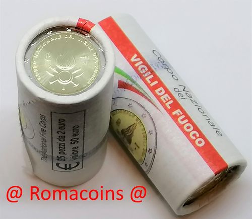 Roll Münzen Italien 2 Euro 2020 Feuerwehr Selten