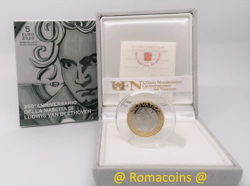 5 Euro Vatican 2020 Bimetallic Ludwig van Beethoven Proof