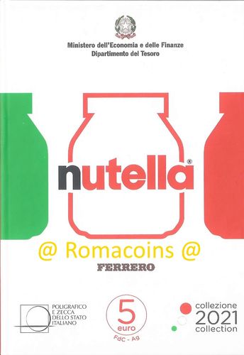 Triptico Nutella 5 Euros 2021 Italia Plata Fdc