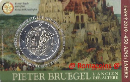 Coincard Belgique 2019 2 Euros Pieter Bruegel Langue au Hasard