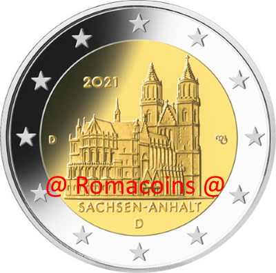 2 Euro Commemorative Coin Germany 2021 Saxony-Anhalt Mint D