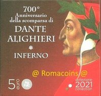 5 Euro Italia 2021 Dante Alighieri Fior di Conio Rara