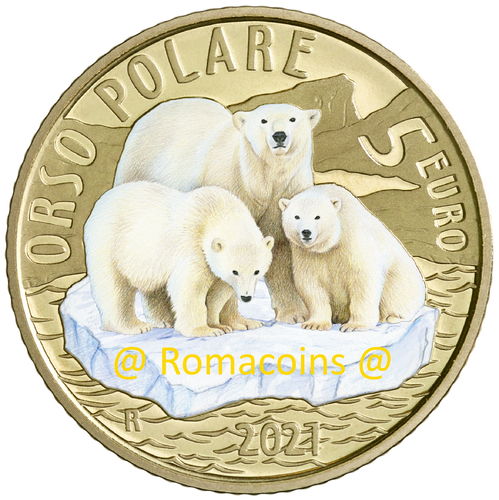 5 Euro Italien 2021 Eisbär Münze Nachhaltige Welt