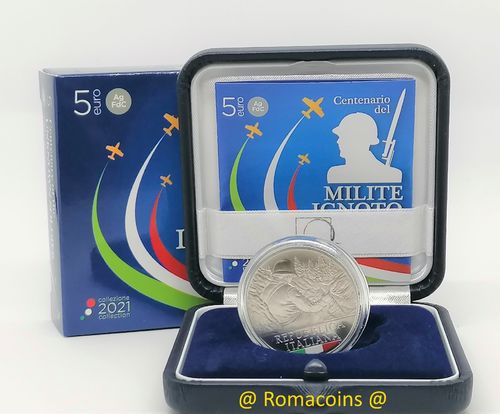 5 Euro Silber Italien 2021 Der Unbekannter Soldat Stempelglanz