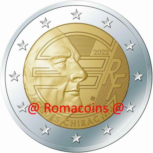 2 Euro Commemorative Coin France 2022 Jacques Chirac Unc