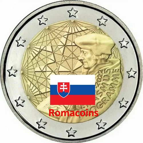 2 Euro Commemorative Coin Slovakia 2022 Erasmus Unc