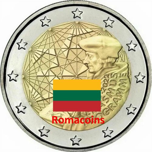 2 Euro Commemorative Coin Lithuania 2022 Erasmus Unc
