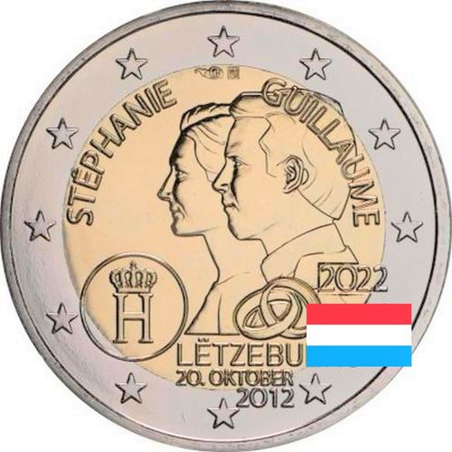 2 Euro Commemorative Coin Luxembourg 2022 Guglielmo / Stefania