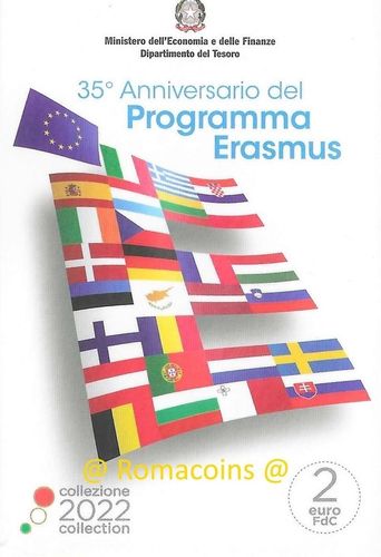 Coincard 2 Euro Sondermünze Italien 2022 Erasmus