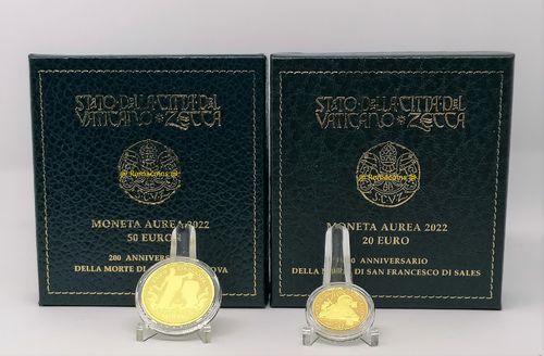 Vatican 20 + 50 Euro 2022 Gold Coins Proof