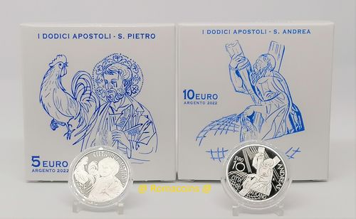 5 + 10 Euro Vatikan 2022 Silbermünzen St. Peter und Andreas