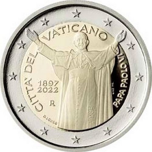 2 Euro Sondermünze Vatikan 2022 Paul VI Unc
