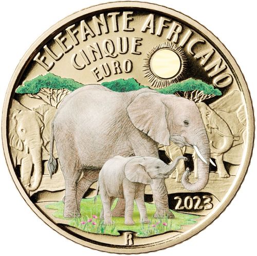 5 Euro Italy 2023 Elephant Coin Sustainable World