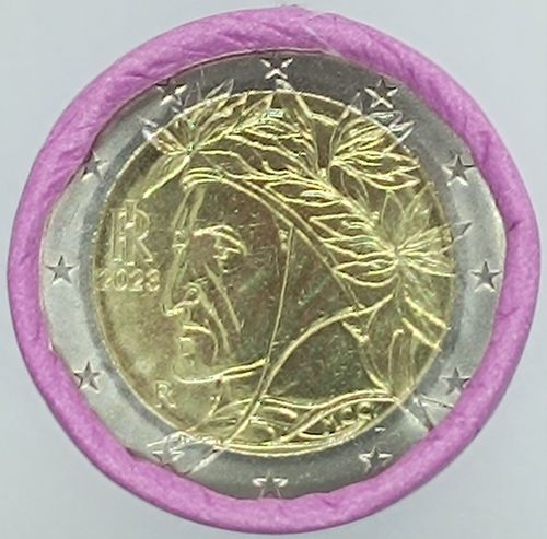 2 Euro 2023 Italy Dante Alighieri Unc Roll Coins
