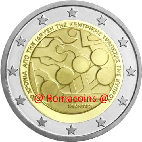2 Euro Commemorative Coin Cyprus 2023 60 Years Central Bank
