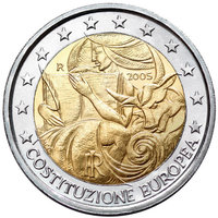 2 EURO COMMEMORATIVE COINS ITALY UNC