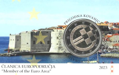 Coincard Kroatien 2023 2 Euro Gedenkmünze Einführung des Euro