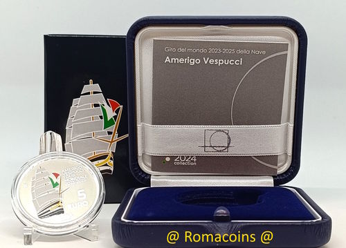 5 Euro Italien 2024 Amerigo Vespucci Silber PP Selten