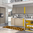 Tappeto Salotto Cucina Bagno Lavabile Antiscivolo Moderno Geometrico Croce Giallo Oro - MOD5016
