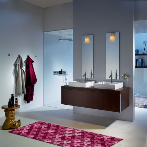Tappeto Salotto Cucina Bagno Lavabile Antiscivolo Moderno Geometrico Croce Rosa - MOD5027
