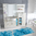 Tappeto Salotto Cucina Bagno Lavabile Antiscivolo Moderno Geometrico Astratto Azzurro - MOD5039