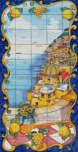 Pannello Mosaico di Vietri Positano Blu 50x100 cm