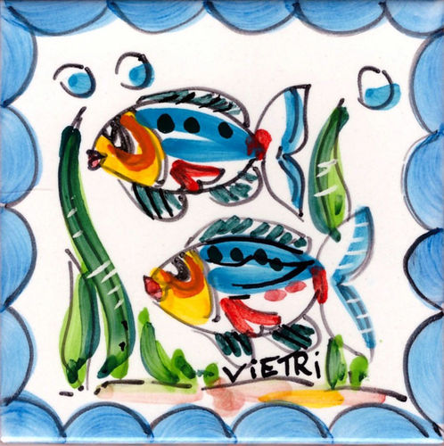 Mattonella in Ceramica di Vietri - Piastrella Pesce 15