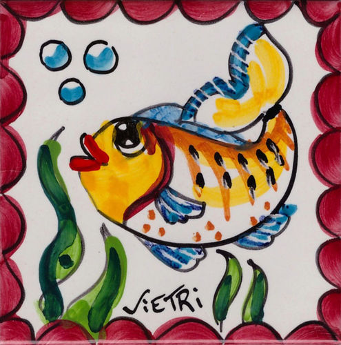 Mattonella in Ceramica di Vietri - Piastrella Pesce 20