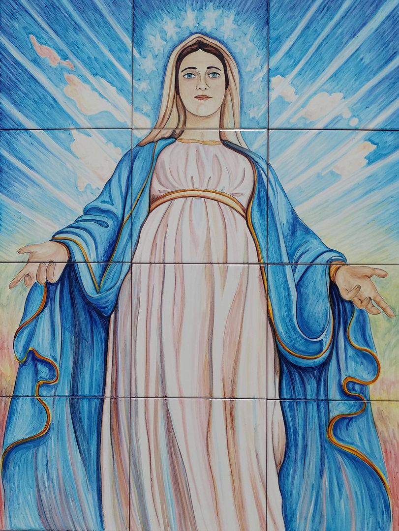 Pannello Religioso Mosaico Vergine Maria 60x80 cm