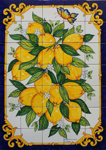 Pannello Mosaico Verticale Limoni Barocco 50x70 cm