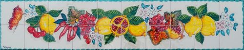 Pannello Mosaico a Fascia con Frutta Vietrese 100x20 cm