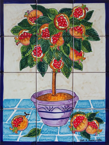 Pannello Mosaico Albero di Melagrana 30x40 cm