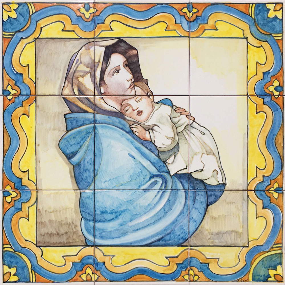 Pannello Artistico Vietrese Madonna con Bambino 60x60 cm