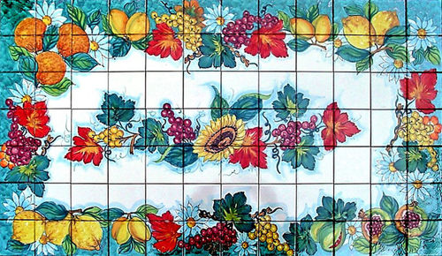 Pannello Mosaico in Ceramica Uva Vietrese 100x70 cm