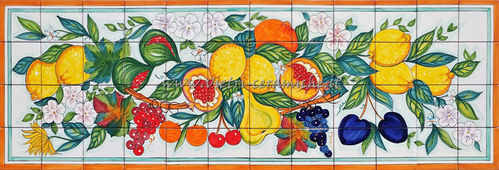 Mosaico Paraschizzi in Ceramica  con Frutta 120x40 cm