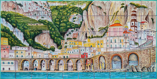 Pannello Mosaico  Paraschizzi La Costiera a Vietri 100x50 cm