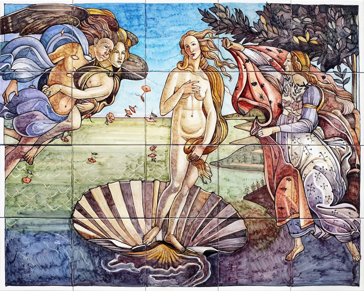 Pannello Artistico in Ceramica 100x80 cm - La Venere di Botticelli