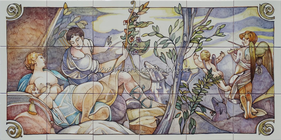 Pannello Artistico in Ceramica di Vietri 120x60 cm - Scena Rinascimentale