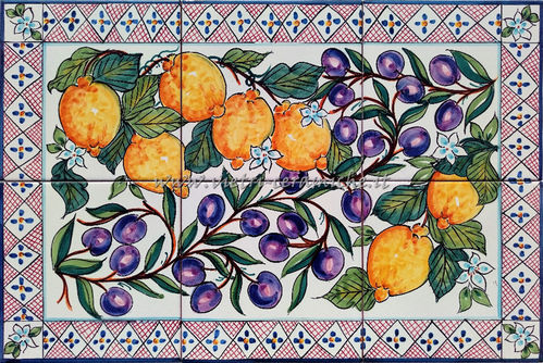 Pannello in Ceramica di Vietri Olive e Limoni di Amalfi 60x40 cm