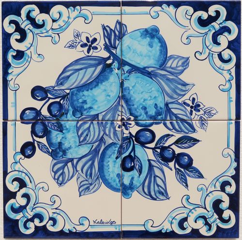 Ceramica di Vietri Outlet : Pannello Frutta Estate 40x40 cm