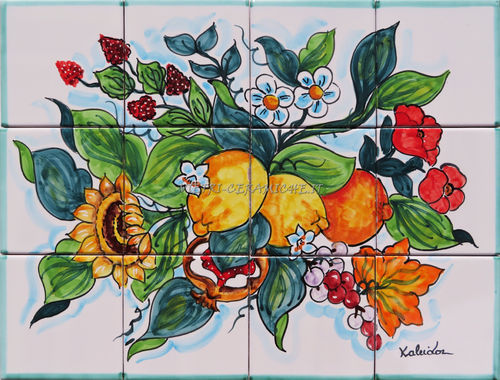 Pannello Mosaico in Ceramica Frutta e Fiori Kaleidos 02 40x30 cm