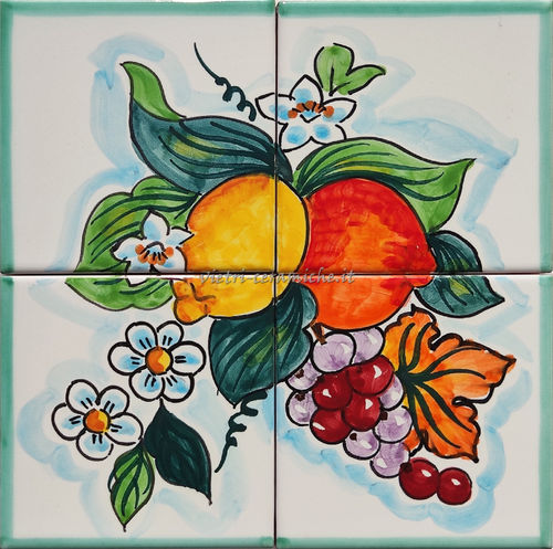 Mini Mosaico in Ceramica Frutta e Fiori Kaleidos 02 20x20 cm
