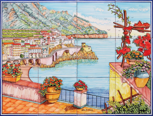 Pannello di Piastrelle in Ceramica Amalfi Coast 80x60 cm