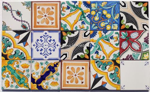 Prezzi Outlet Ceramica Vietrese : Patchwork Geometrico di Vietri 75x45 cm