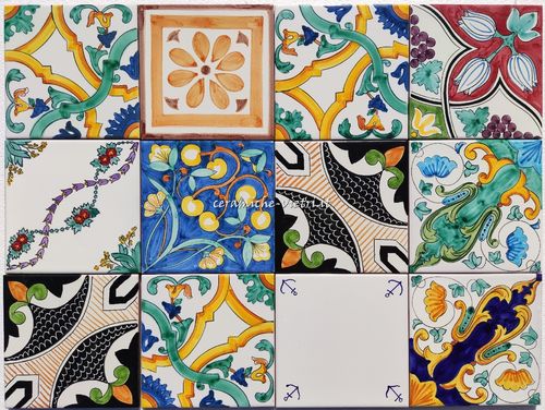 Prezzi Outlet Ceramica Vietrese : Patchwork Geometrico di Vietri 60x45 cm