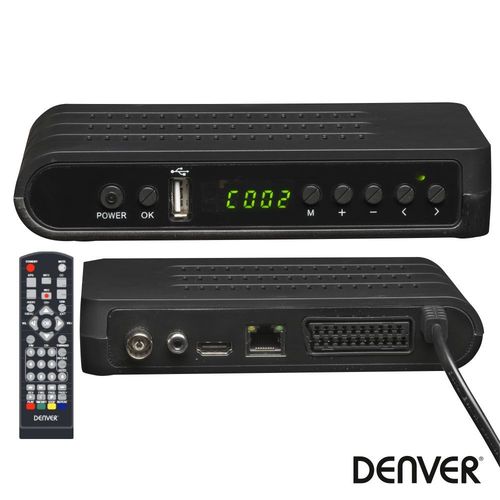 Receptor TDT DENVER DTB-142 FULL HD 1080P DVB-T2 Canais FTA USB