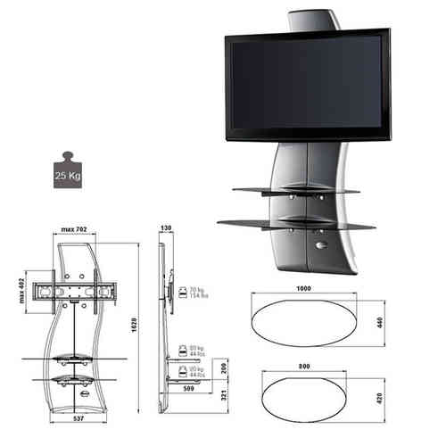 Suporte LCD 32-63" GHOST Design 2000 Prateado Meliconi