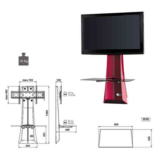 Suporte LCD 32-63" GHOST Design 1000 Verm Metaliz Meliconi